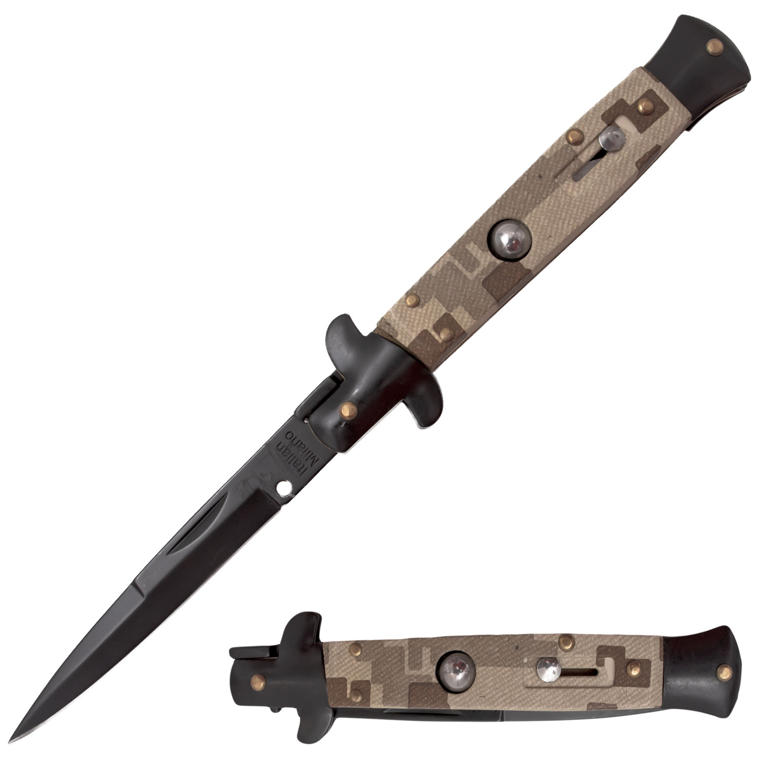 Mafia Italian Milano Stiletto Desert Camo Black Automatic Knife