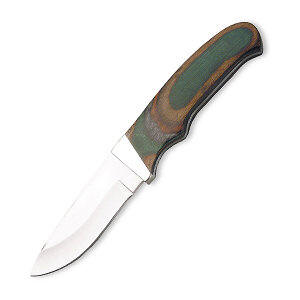 7 7/8" Camo Wood Pro Skinner w/Leather Sheath, BE-249CW