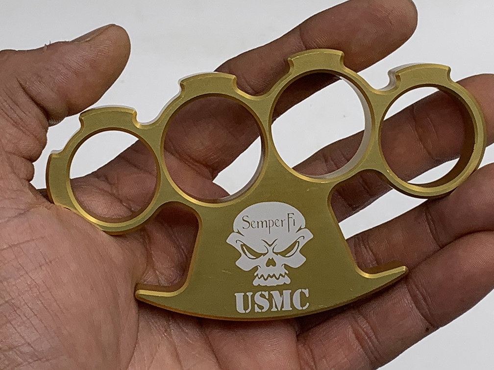 DR GD L American Made Dark Rift Armory CNC Aircraft Aluminum Brass Knuckles Large Gold