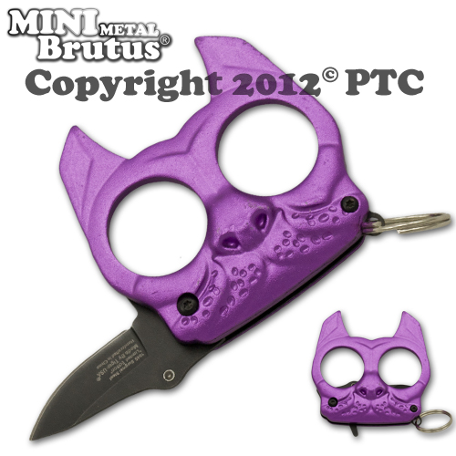 Brutus the Bulldog Defense Keychain and Knife, Purple