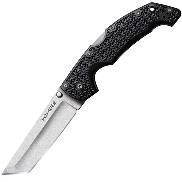 Cold Steel 29AT Voyager, Large, Black Griv-Ex Handle, Stonewash Tanto