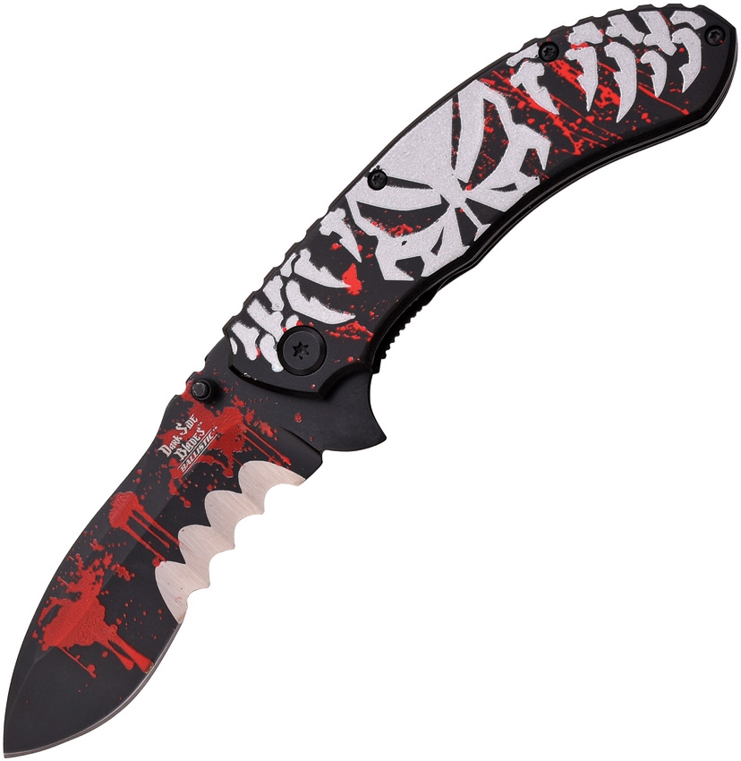 Dark Side DSA013BGY Linerlock A/O Skull Knife, Gray