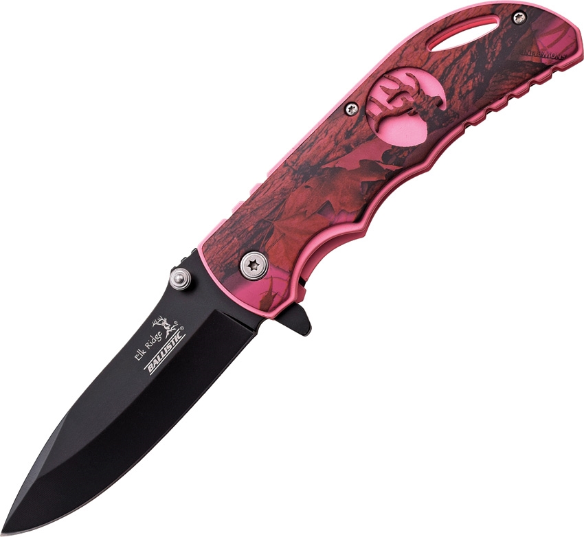 Elk Ridge ERA008PC Linerlock A/O Knife, Pink, Camo