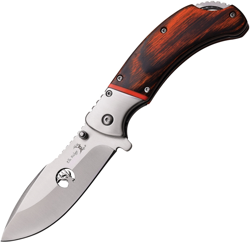 Elk Ridge ERA162BW Linerlock A/O Knife, Pakkawood