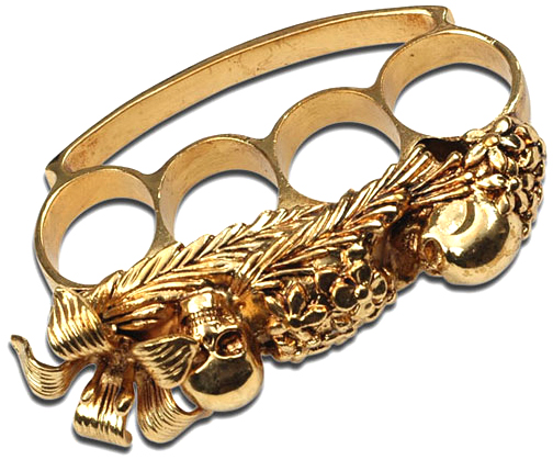 Fantasy Skull Brass Knuckles, Gold