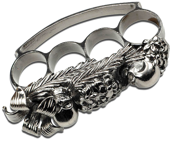 Fantasy Skull Brass Knuckles, Silver