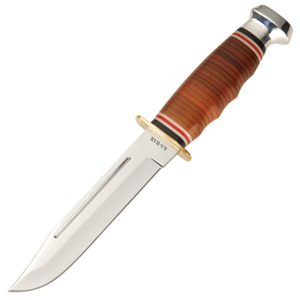 KA-BAR 1235 Marine Hunter Knife, Stacked Leather Handle