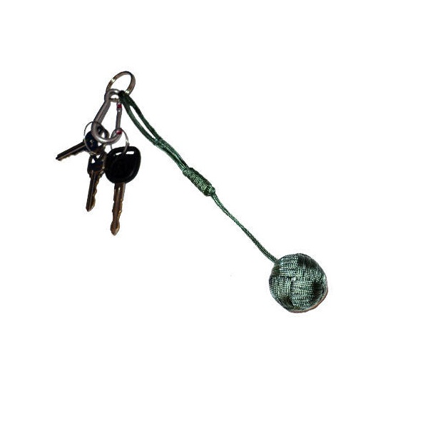 Large Self Defense Monkey Fist Keychain, Foliage