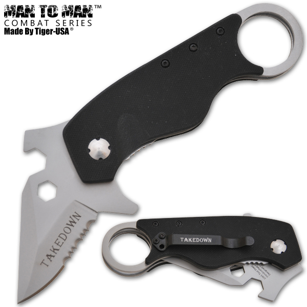 Man Kombat Tech Spring Assisted Knife, Silver