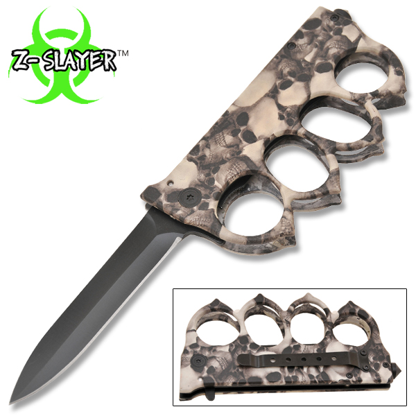 Z-Slayer Skull Undead Knuckle Knife, Black